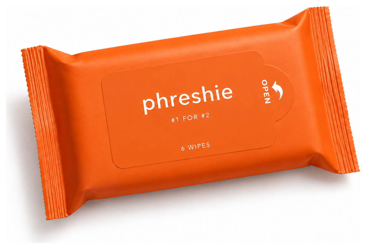 Phreshie Phresh Pack refill - 6 plant-based wipes in a resealable orange pouch